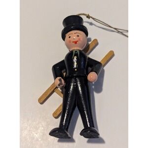 German Chimney Sweep Wooden Music Box Erzgebirge Style West Germany